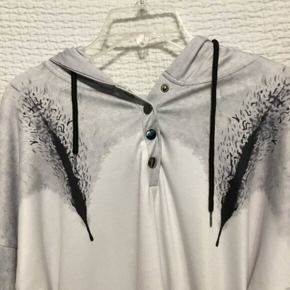 VIEACTIVEWEAR Hooded Sweatshirt Drop Shoulder Oversize Pullover Size Large Gray - Picture 2 of 11